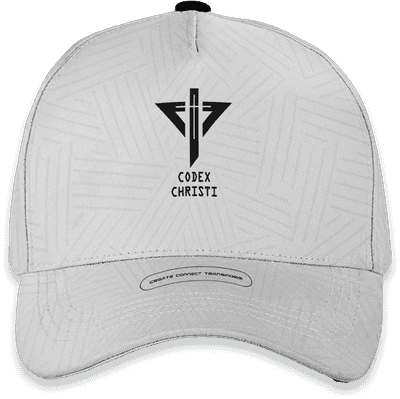 Patterned White Baseball Cap Black Logo